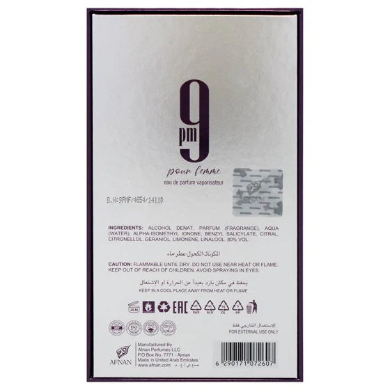 Afnan 9 PM Pour Femme , 3.4 oz EDP Spray